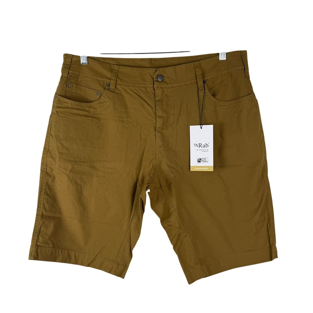 Rab Radius Shorts Mens 38 Cumin Brown Cotton Stretch Hiking Climbing‎ QBU-67 NEW